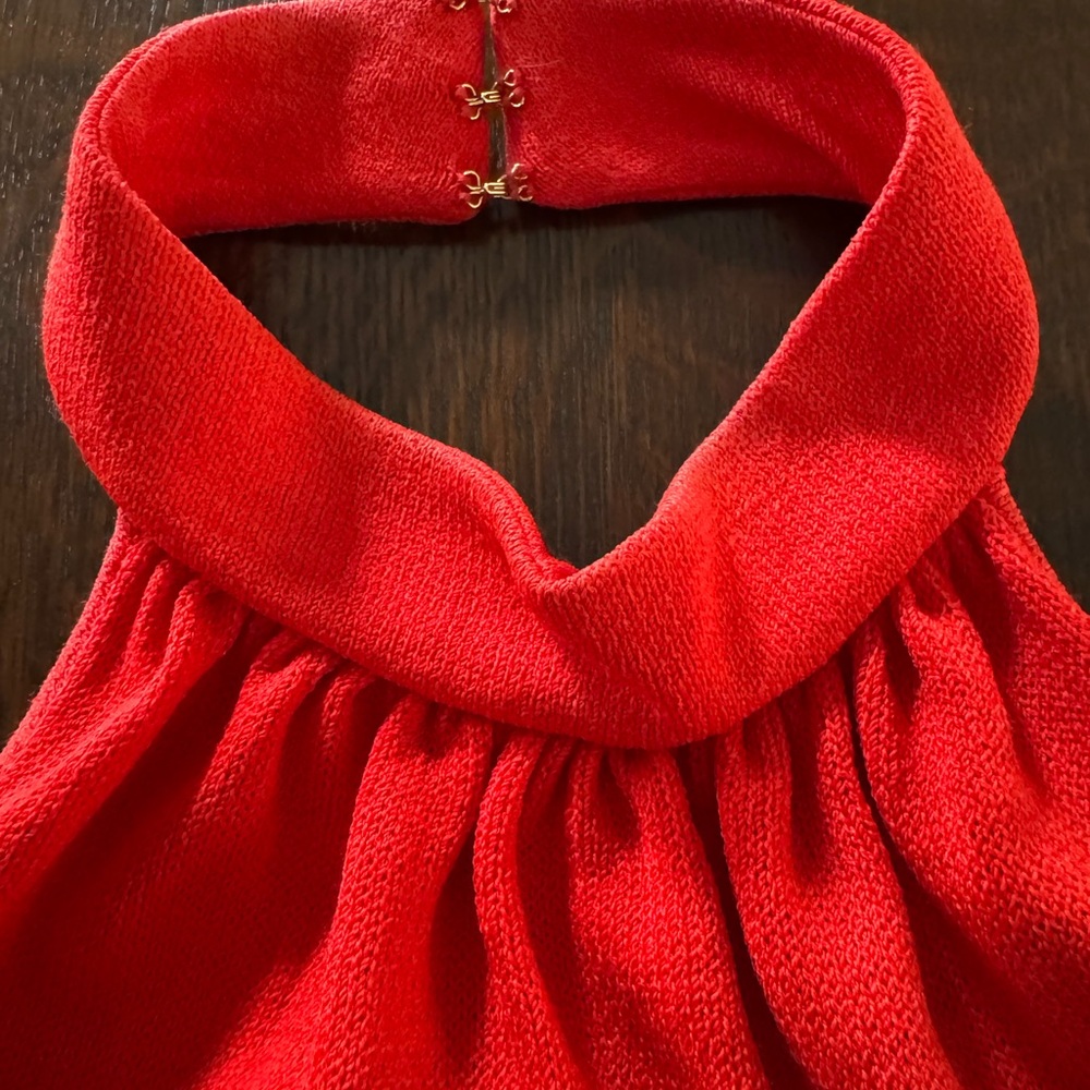 St. John Red Knit Halter Top